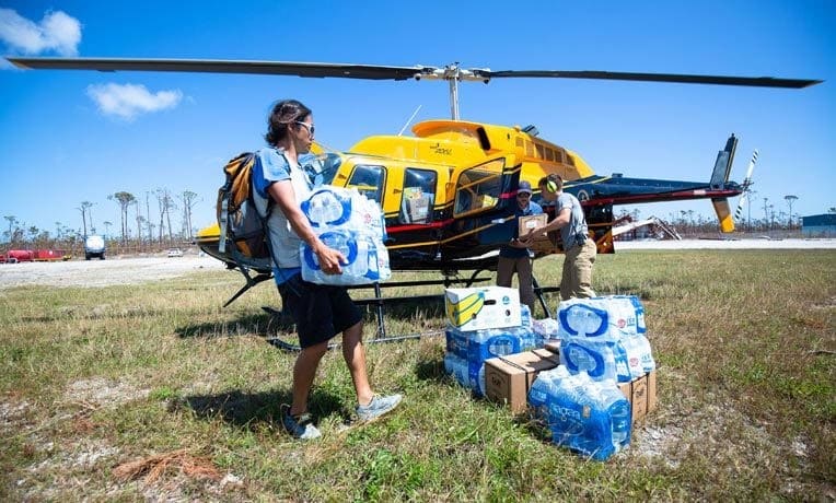 Bahamas Hurricane Dorian Relief Donation Loading in Helicopter