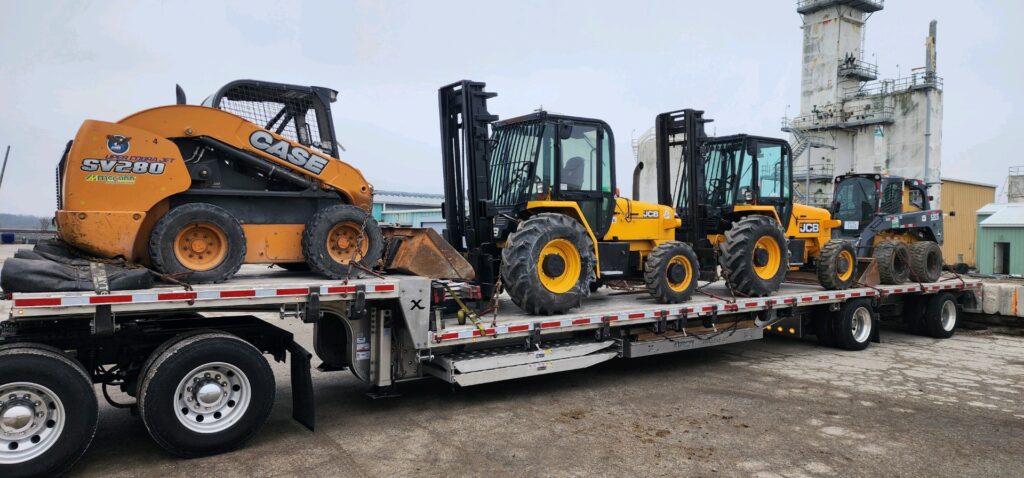 (2) JCB 926-4 4WD Rough Terrain Forklifts, (1) Case SV280 Skid Steer, &amp (1) John Deere 328E Skid Steer