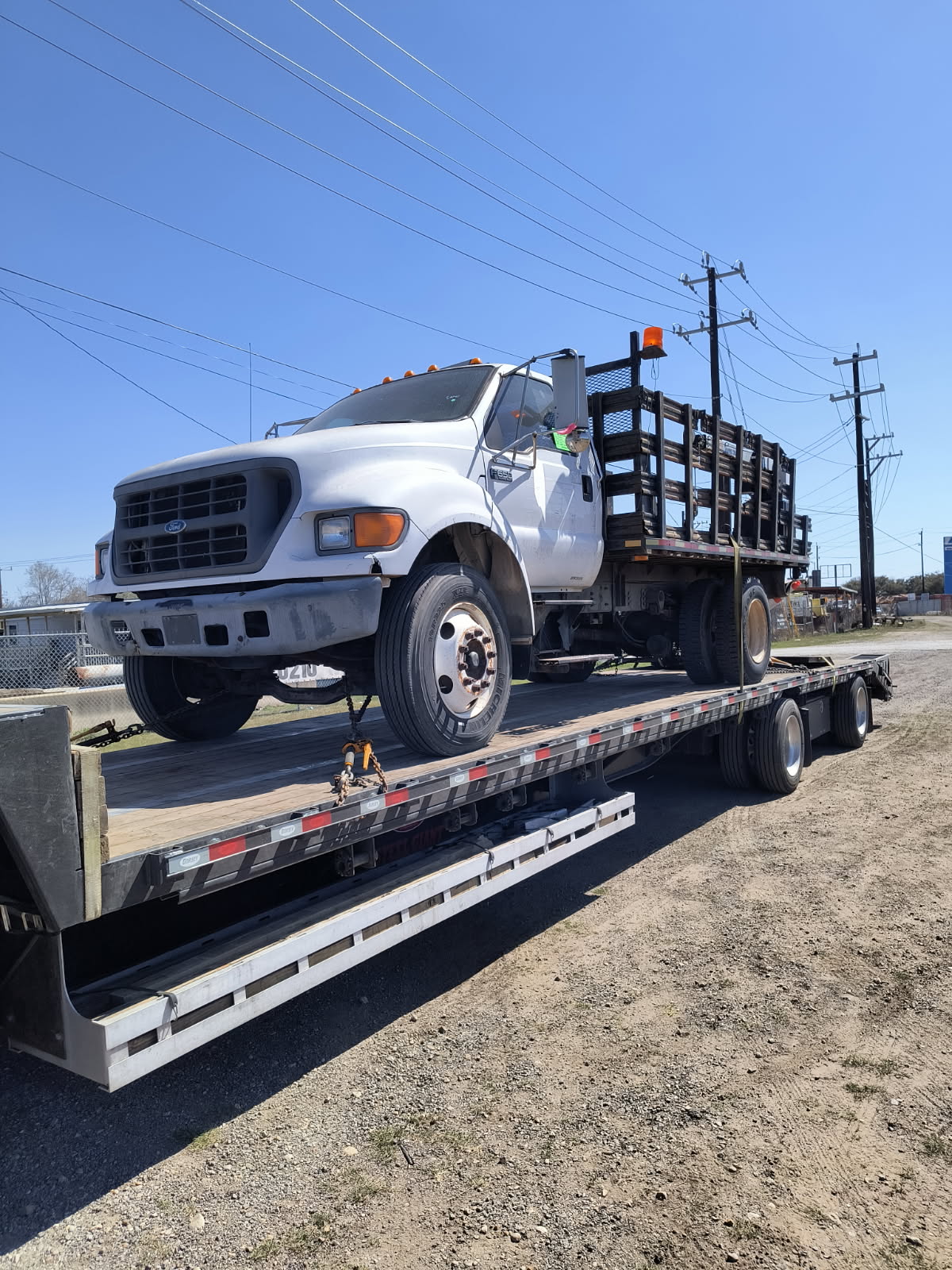 2001 Ford 650 Stake Truck - 14 Foot Flatbed with Sides