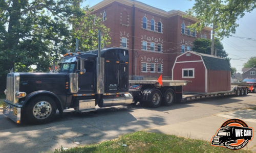 Shipping a Shed on a RGN trailer.