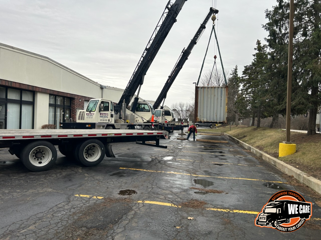 Transporting a 40ft shipping container.