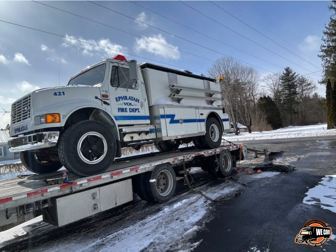 Transporting a fire truck