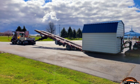 shed being hauled